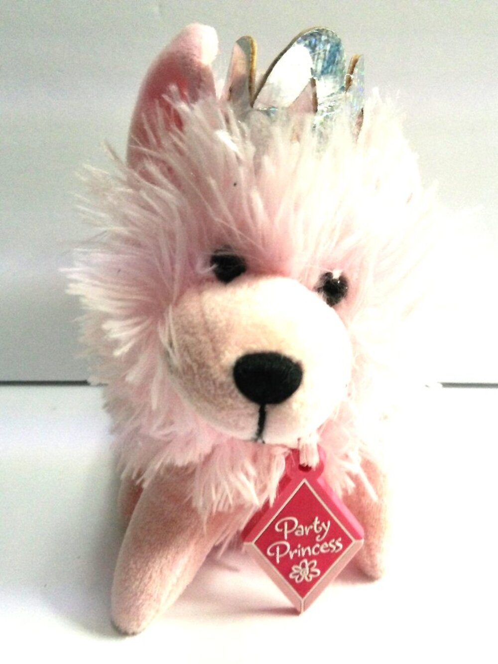 Party Princess Hallmark Pink Plush Dog with Silver Crown Stuffed Animal 6.5" H